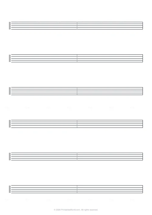 Free printable drum notation paper — 2 measures — PDF download