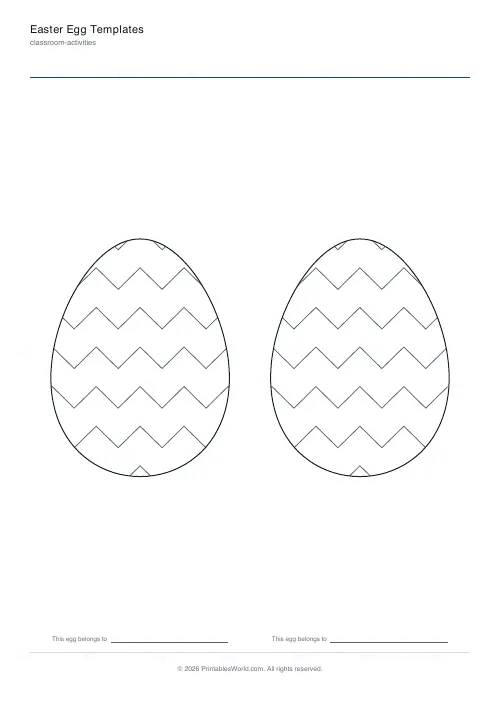 Free printable Easter egg template (Zigzag), PDF download
