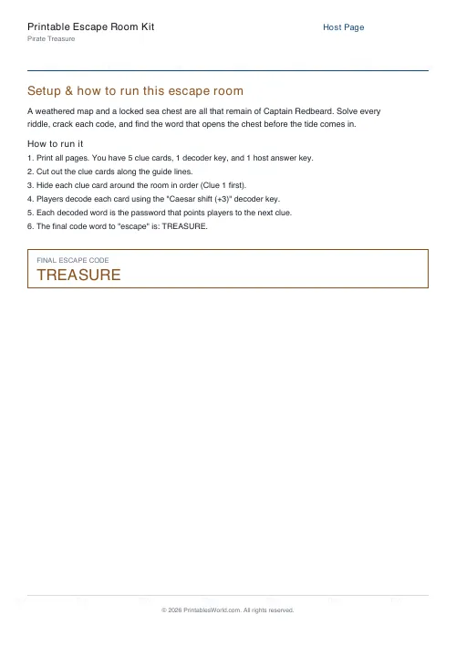 Free printable printable escape room kit — PDF download