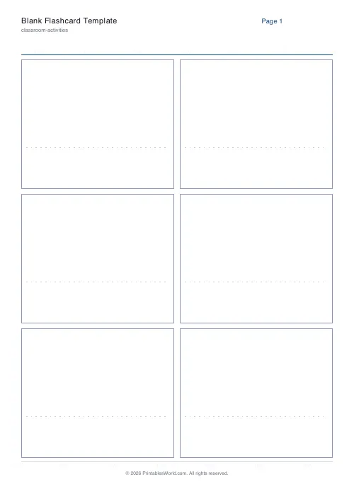 Free printable blank flashcard sheet — 6 (3×2) — PDF download