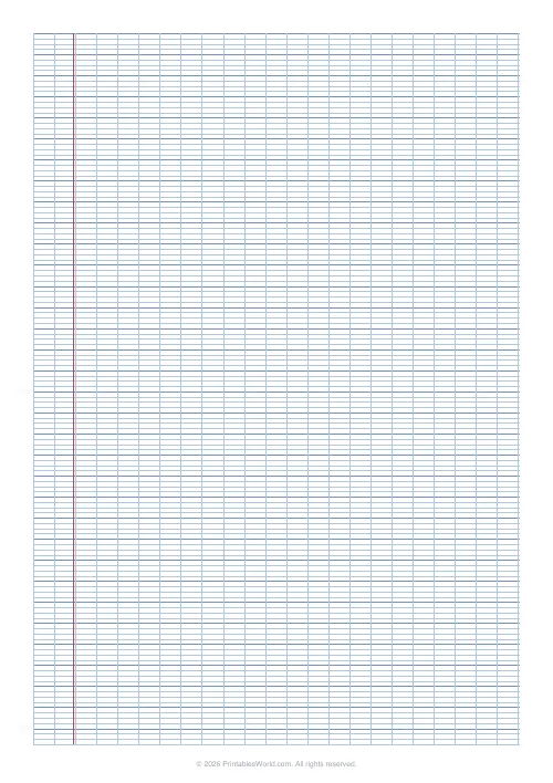 Free printable French ruledpaper — With margin — PDF download