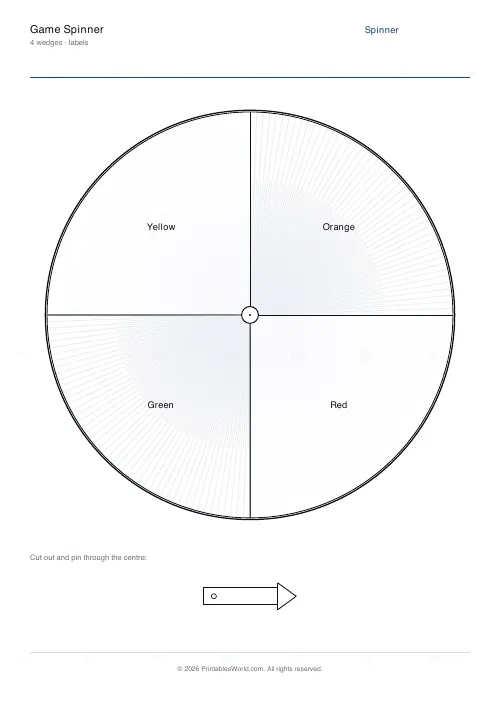 Free printable game spinner wheel (4), PDF download