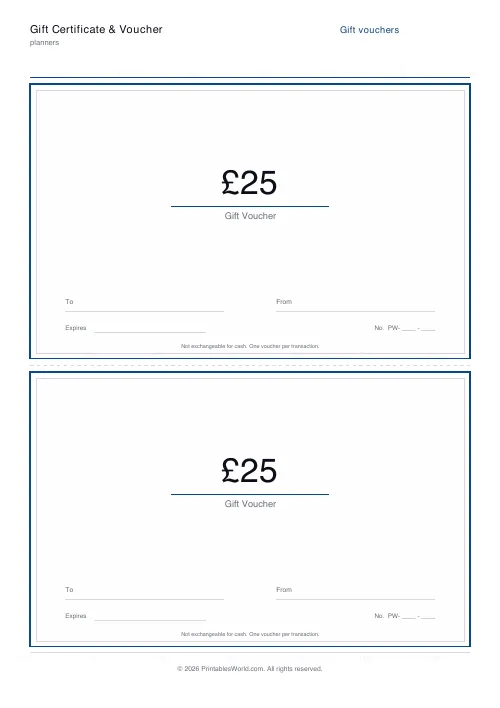Free printable gift certificate and voucher (Classic double border), PDF download