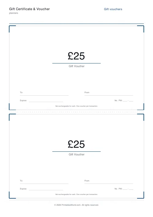 Free printable gift certificate and voucher (Corner marks), PDF download