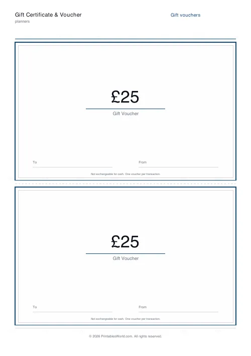 Free printable gift certificate and voucher (Without), PDF download