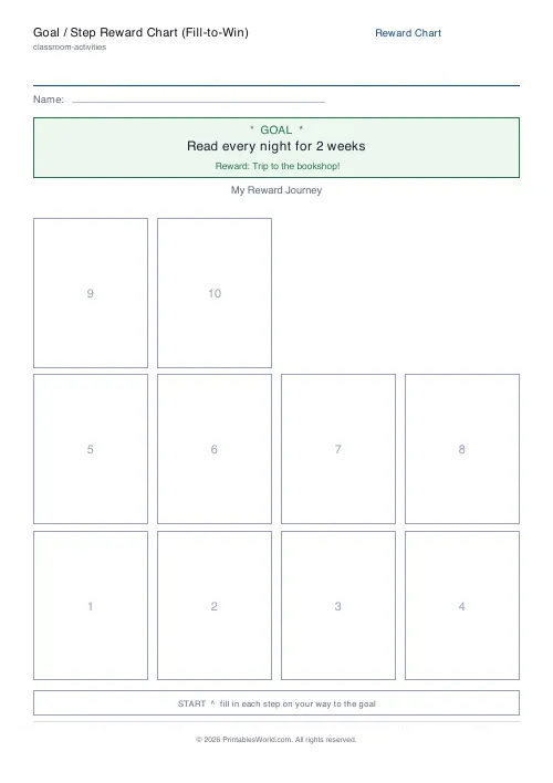 Free printable reward step chart — 10 steps — PDF download