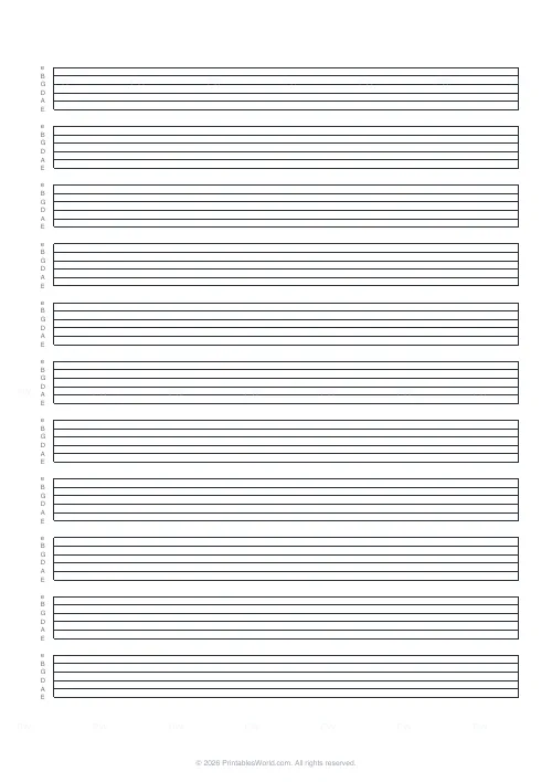 Free printable guitar tab paper (11 systems), PDF download