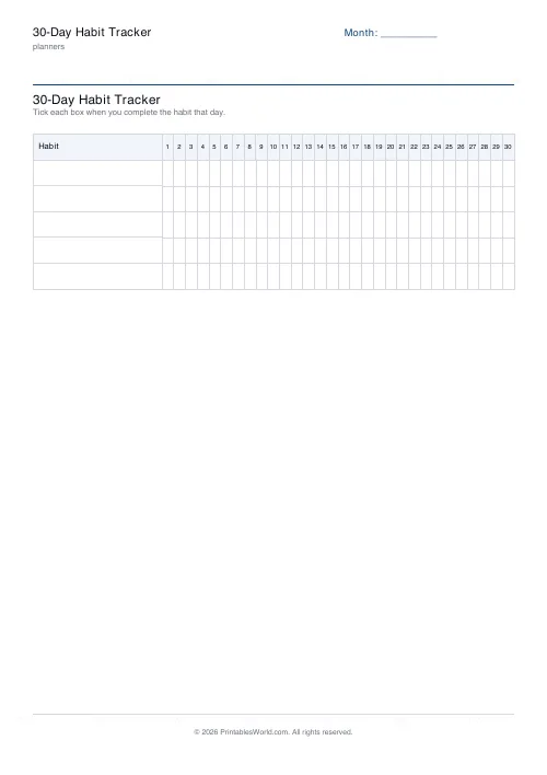 Free printable 30-day habit tracker — 5 habits — PDF download