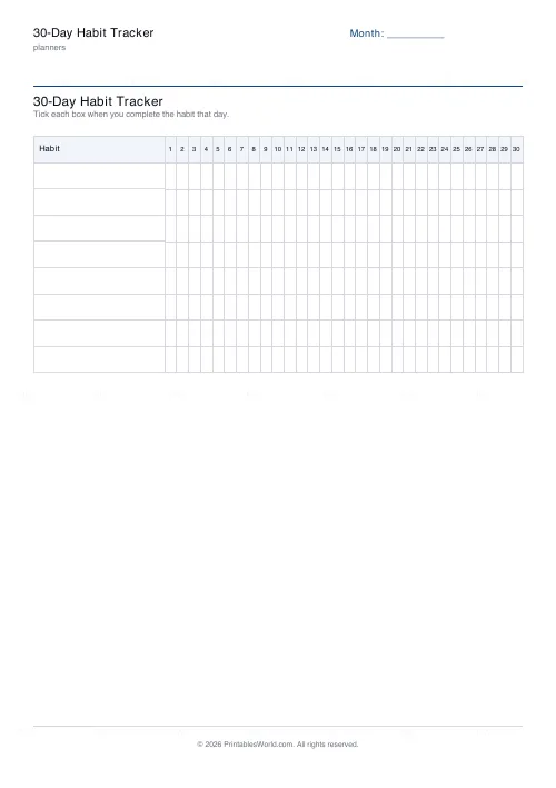 Free printable 30-day habit tracker (8 habits), PDF download