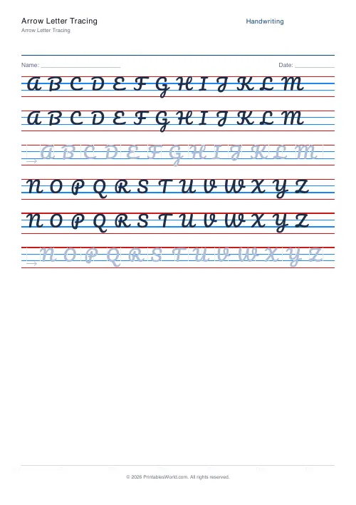 Free printable handwriting practice — Pacifico (cursive) — PDF download