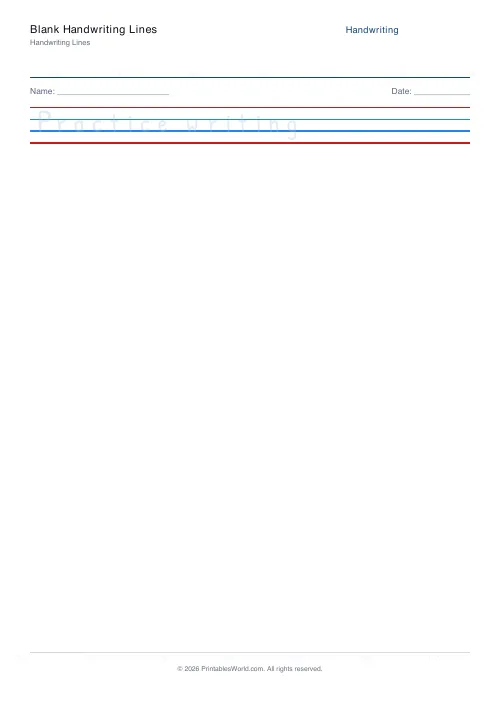Free printable handwriting practice — Dotted trace — PDF download