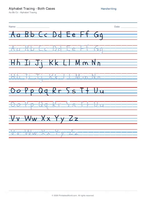 Free printable handwriting practice — Schoolbell — PDF download