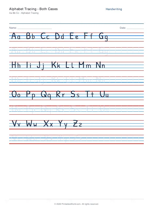 Free printable handwriting practice — Dotted trace — PDF download