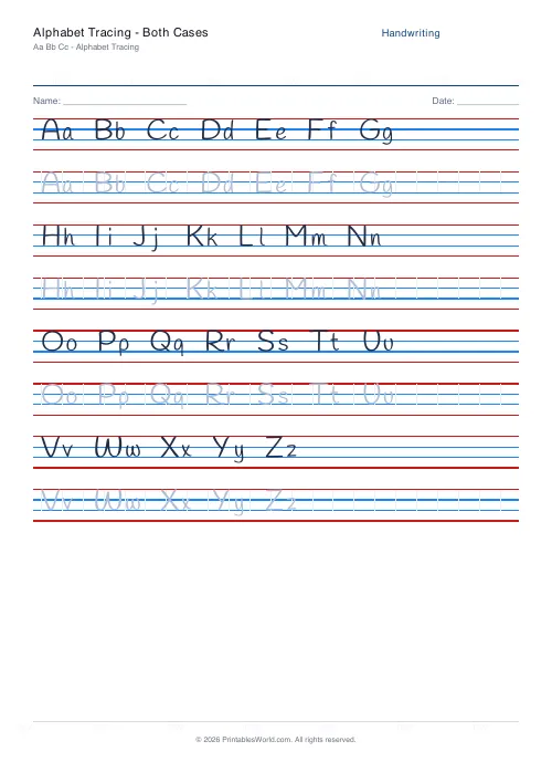 Free printable handwriting practice — Handlee — PDF download