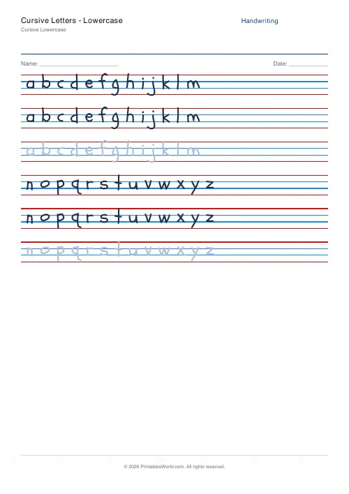 Free printable handwriting practice — Schoolbell — PDF download