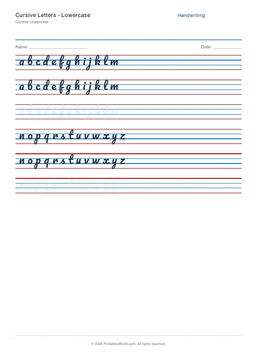 Free printable handwriting practice (Dotted trace), PDF download