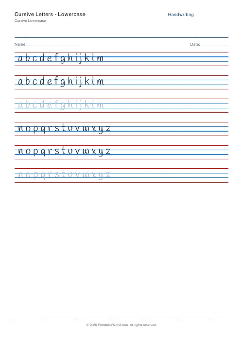 Free printable handwriting practice (Handlee), PDF download