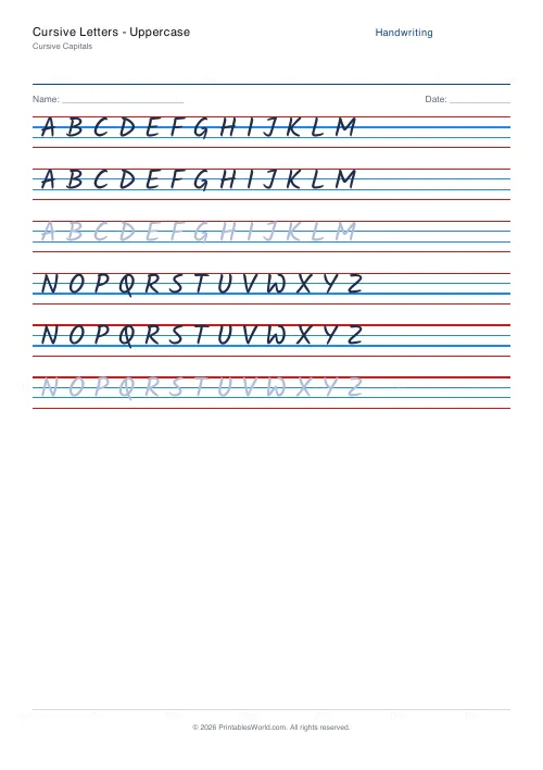 Free printable handwriting practice (Kalam), PDF download