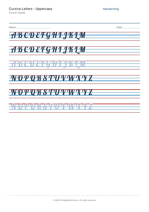 Free printable handwriting practice (Lobster (cursive)), PDF download
