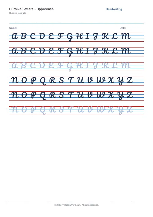 Free printable handwriting practice (Print (separate)), PDF download