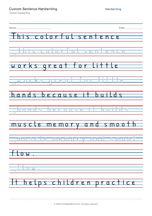 Free printable handwriting practice (Stroke arrows), PDF download