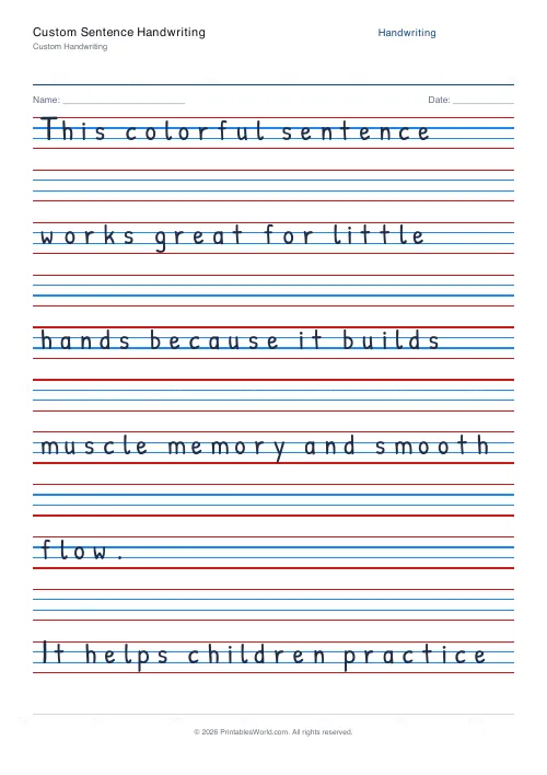 Free printable handwriting practice (Blank (copy only)), PDF download