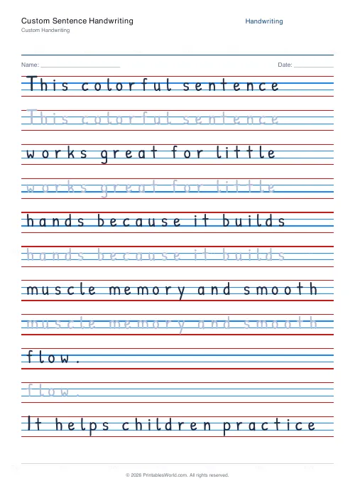 Free printable handwriting practice (Patrick Hand), PDF download