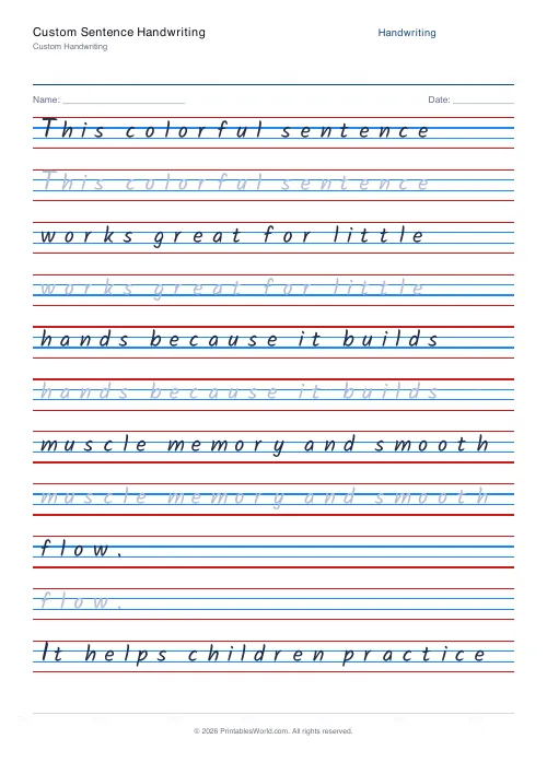 Free printable handwriting practice (Kalam), PDF download