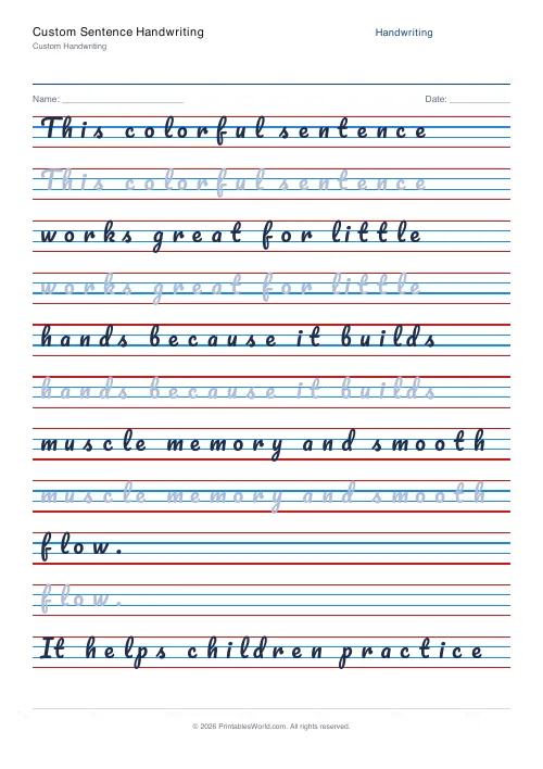 Free printable handwriting practice (Pacifico (cursive)), PDF download