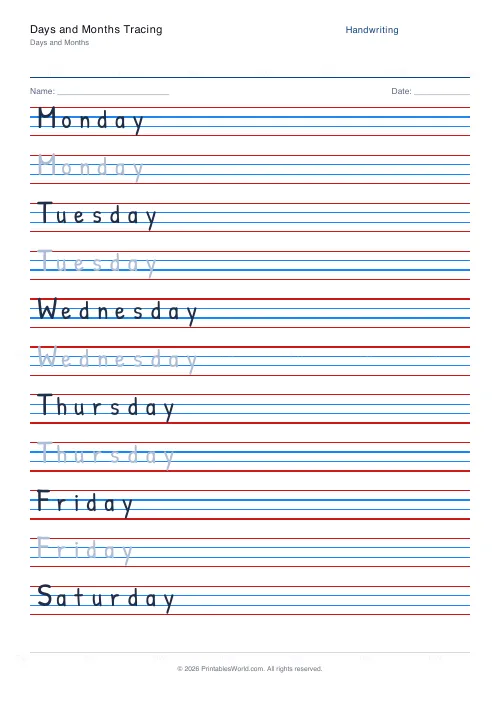 Free printable handwriting practice (Patrick Hand), PDF download