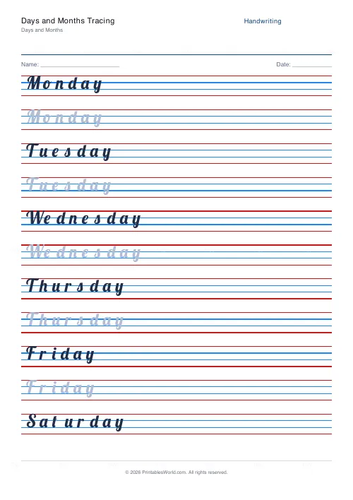 Free printable handwriting practice (Lobster (cursive)), PDF download