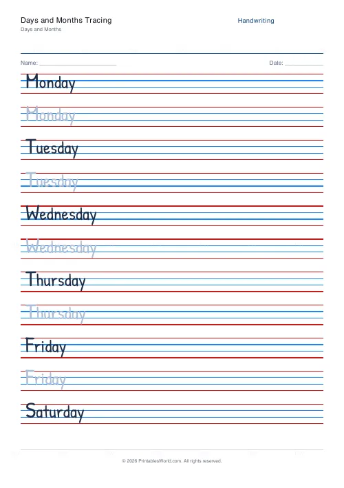 Free printable handwriting practice (Cursive (joined)), PDF download