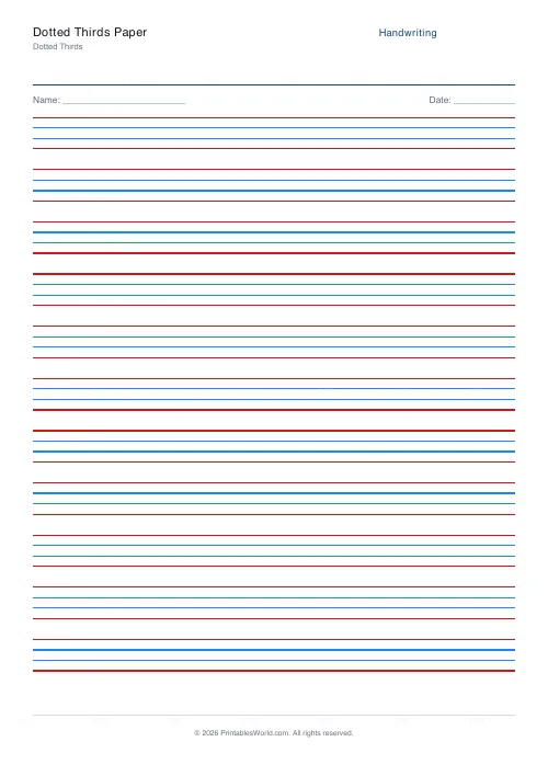 Free printable handwriting practice (No boxes), PDF download