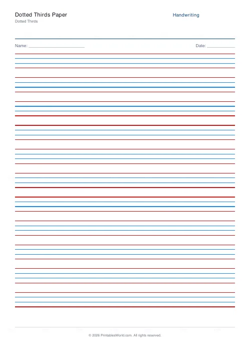 Free printable handwriting practice (No boxes), PDF download
