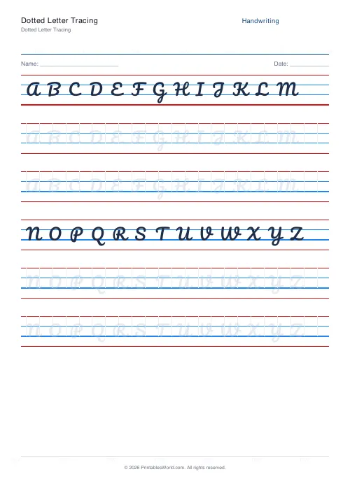 Free printable handwriting practice — Pacifico (cursive) — PDF download