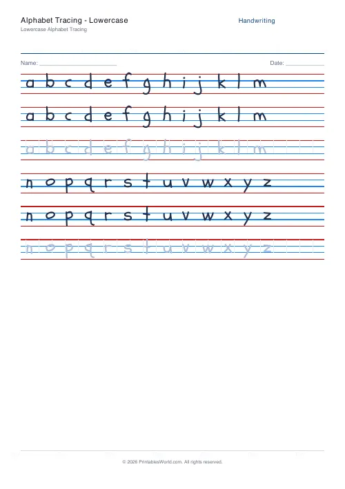 Free printable handwriting practice — Schoolbell — PDF download