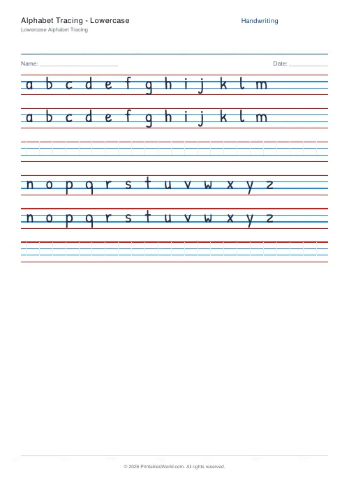 Free printable handwriting practice (Blank (copy only)), PDF download