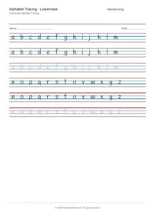 Free printable handwriting practice (Handlee), PDF download