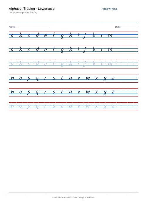 Free printable handwriting practice (Kalam), PDF download