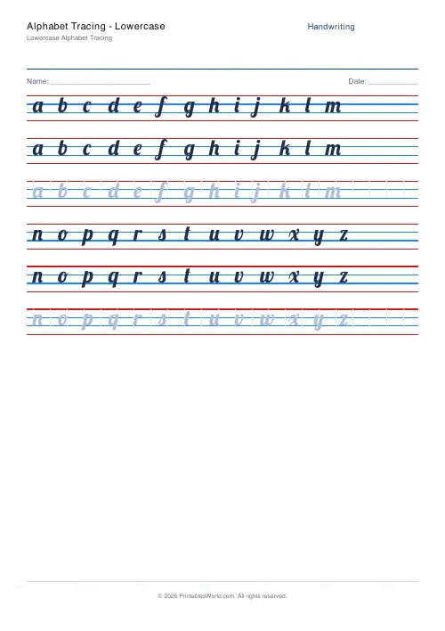 Free printable handwriting practice (Lobster (cursive)), PDF download
