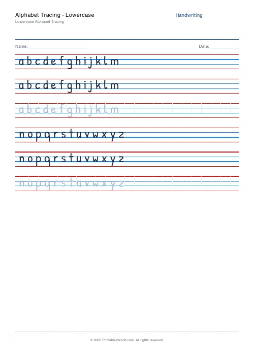 Free printable handwriting practice (Cursive (joined)), PDF download