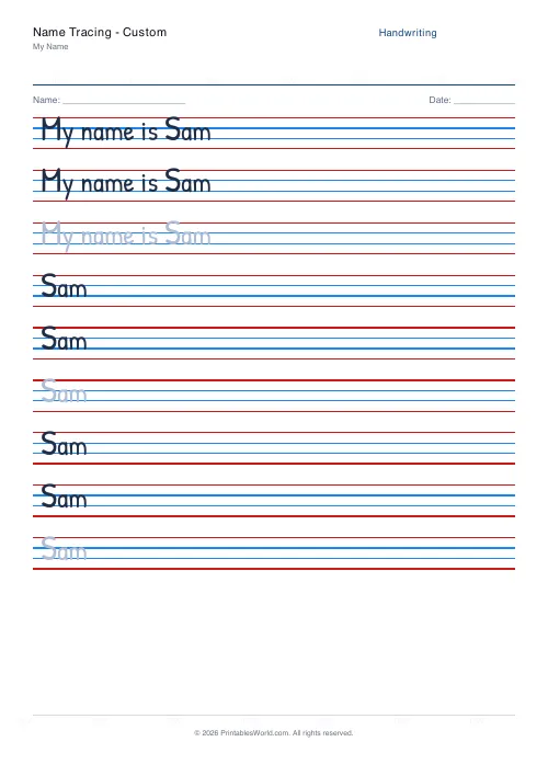 Free printable handwriting practice — Cursive (joined) — PDF download