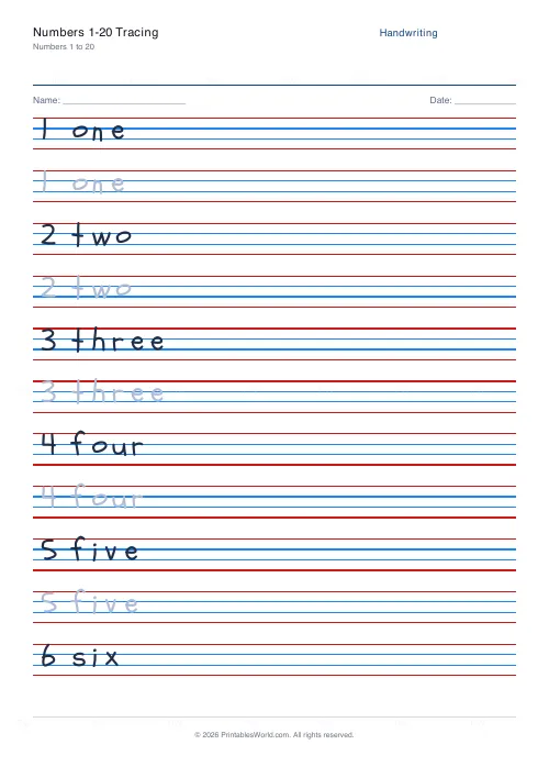 Free printable handwriting practice (Schoolbell), PDF download