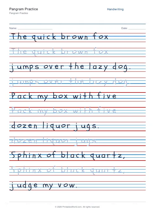 Free printable handwriting practice — Schoolbell — PDF download