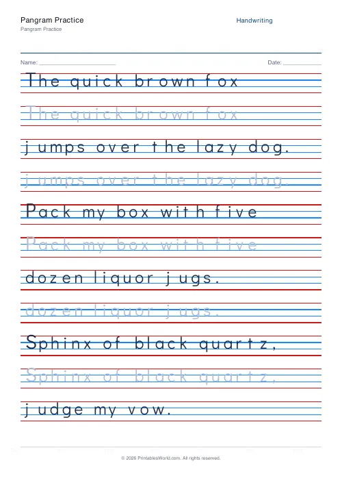 Free printable handwriting practice — Didact Gothic (print) — PDF download
