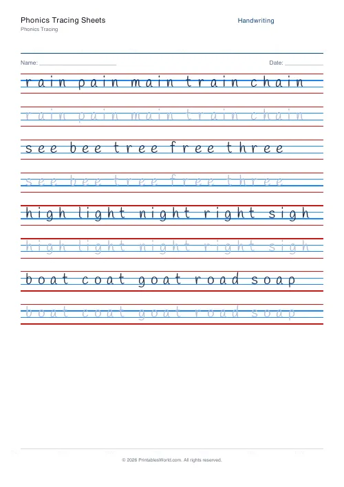 Free printable handwriting practice — Handlee — PDF download