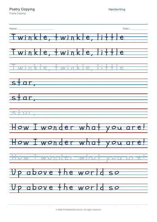 Free printable handwriting practice — Schoolbell — PDF download