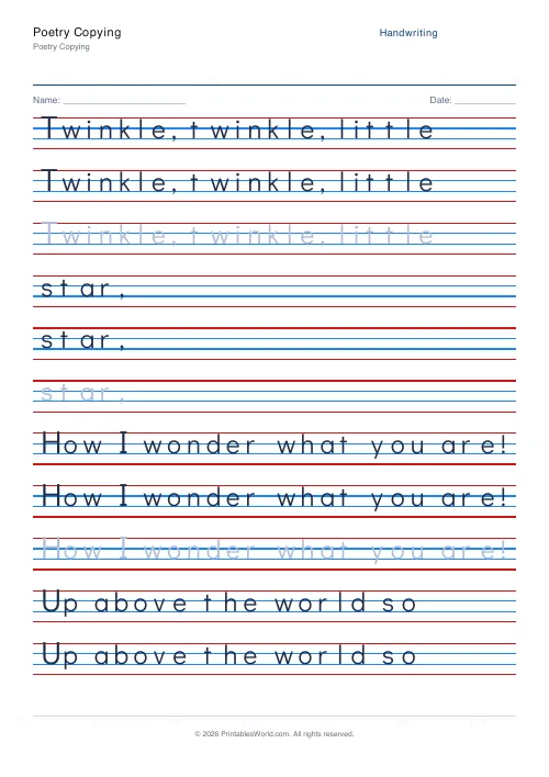 Free printable handwriting practice — Didact Gothic (print) — PDF download