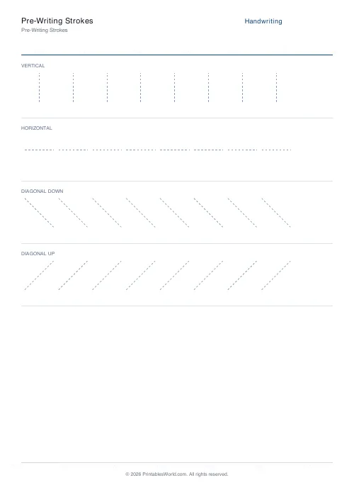 Free printable pre-writing strokes — Lines — PDF download