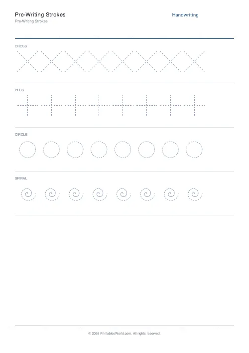 Free printable pre-writing strokes — Shapes & loops — PDF download